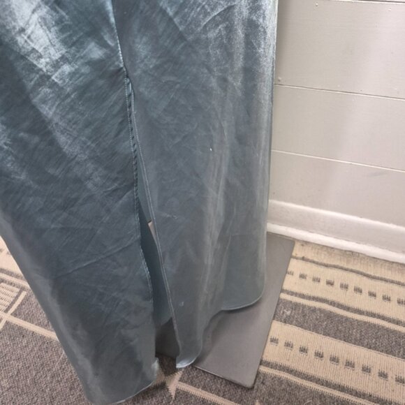 Addition Elle Teal Satin And Lace Maxi Slip Dress Size 1X - Picture 11 of 14